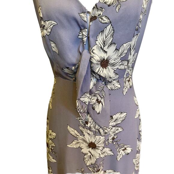 Gianni Bini Small Periwinkle Floral Ruffle Hem Tie Front Dress Sleeveless - Picture 2 of 15